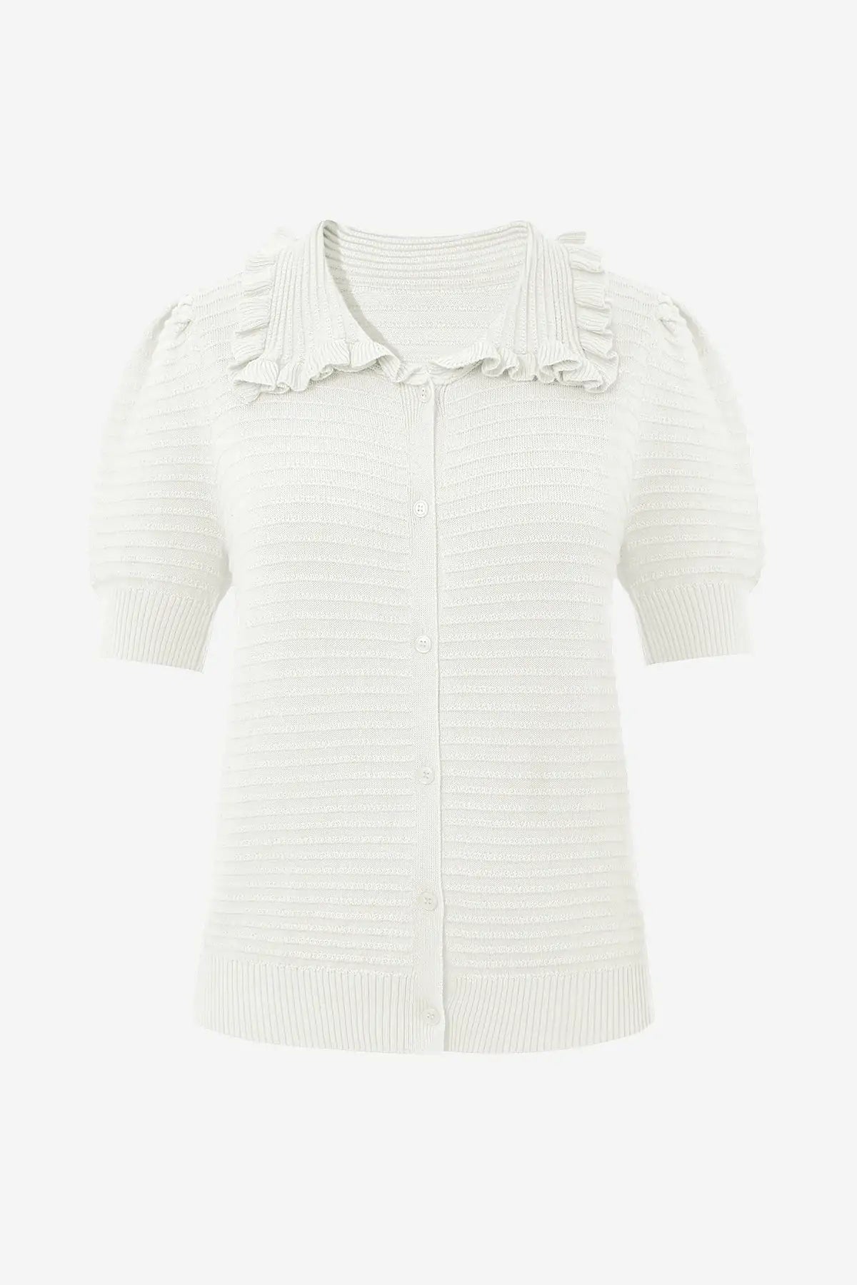 Cicy Bell White Ruffle Peter Pan Collar Cardigan Sweater