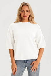 Womens White Half Sleeve Sweaters 3