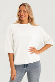 Womens White Half Sleeve Sweaters | CicyBell