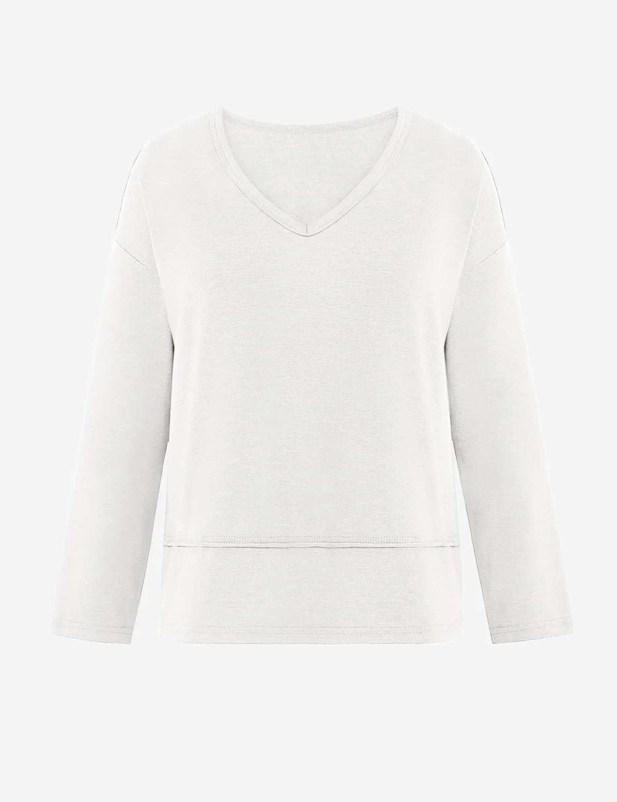 Womens White V Neck Casual Flowy Tops 2