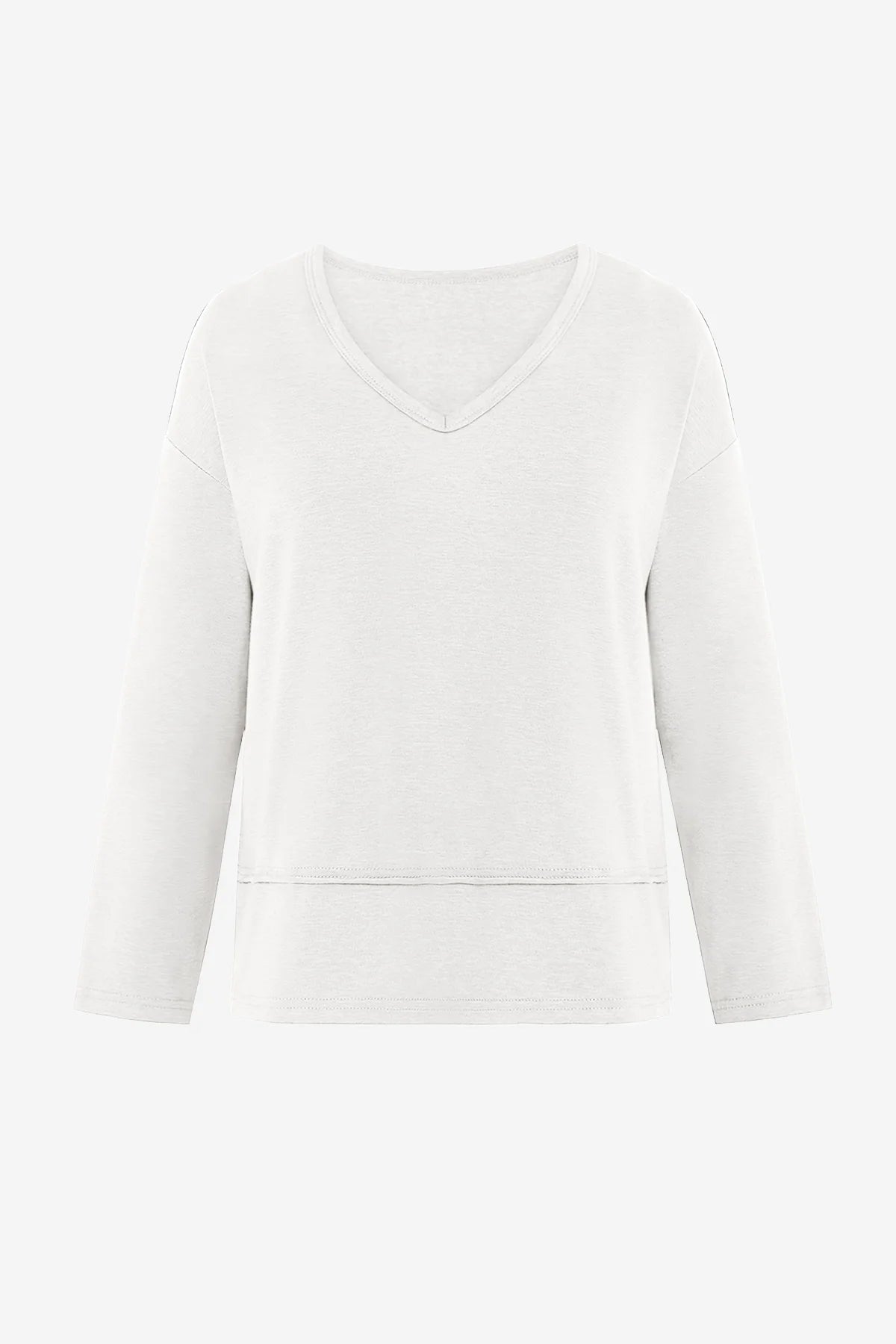Womens White V Neck Casual Flowy Tops 2