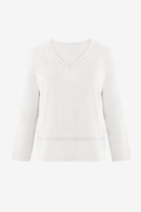 Womens White V Neck Casual Flowy Tops 2