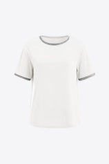 Womens White Summer Crew Neck T Shirts 2