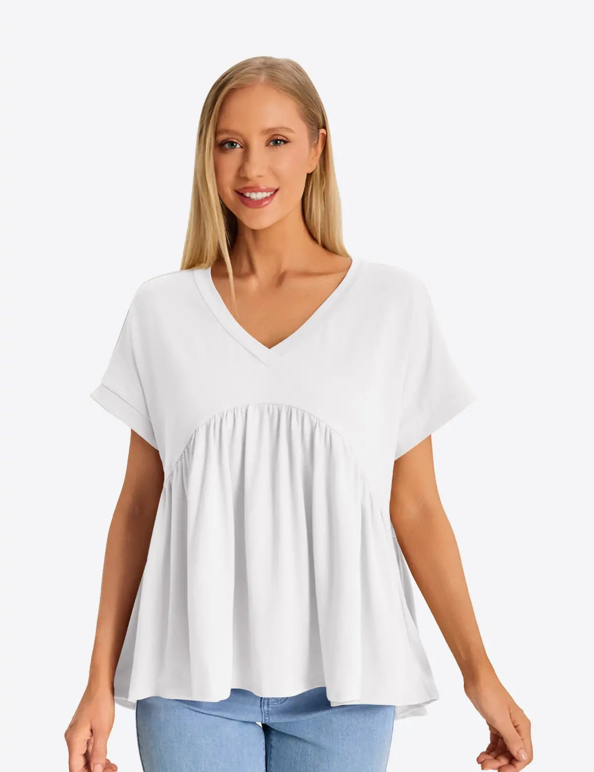 Womens White Summer Peplum Tops 1