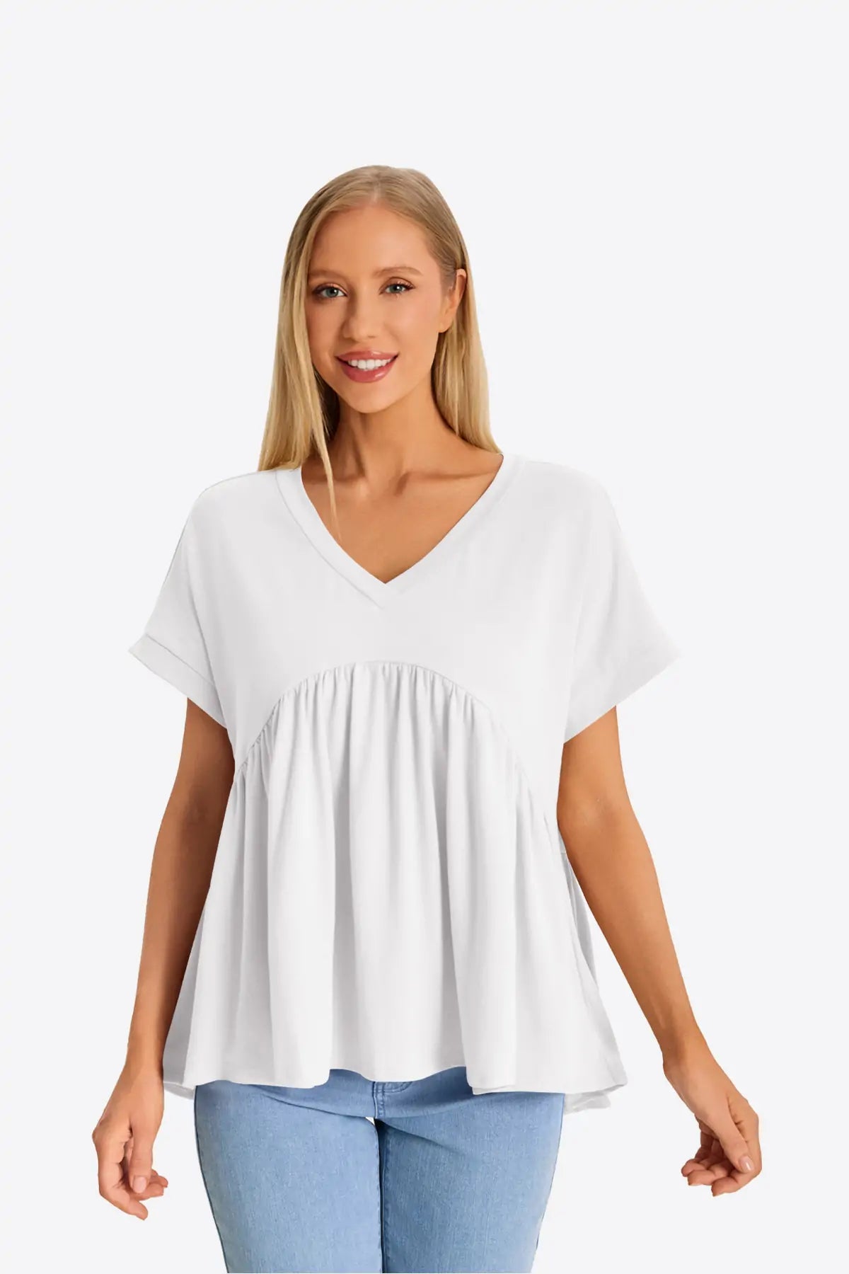 Womens White Summer Peplum Tops 1