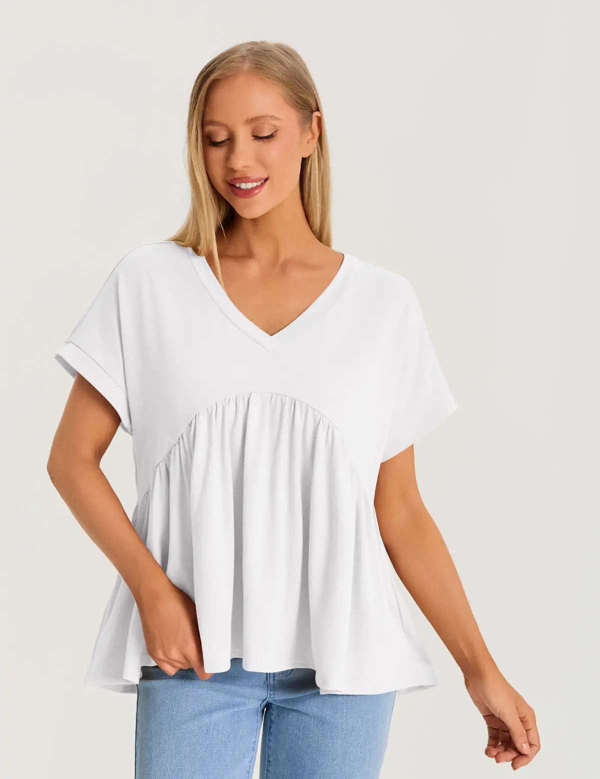 Womens White Summer Peplum Tops 2
