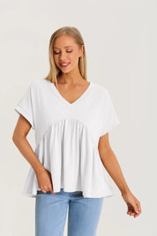 Womens White Summer Peplum Tops 2