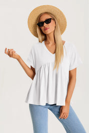 Womens White Summer Peplum Tops 3