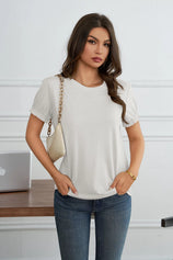 Womens White Ruffle Short Sleeve T Shirt 3