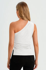 Womens White One Shoulder Tank Tops | CicyBell