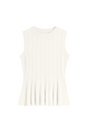 Womens White Pleated Peplum Tank Tops 2