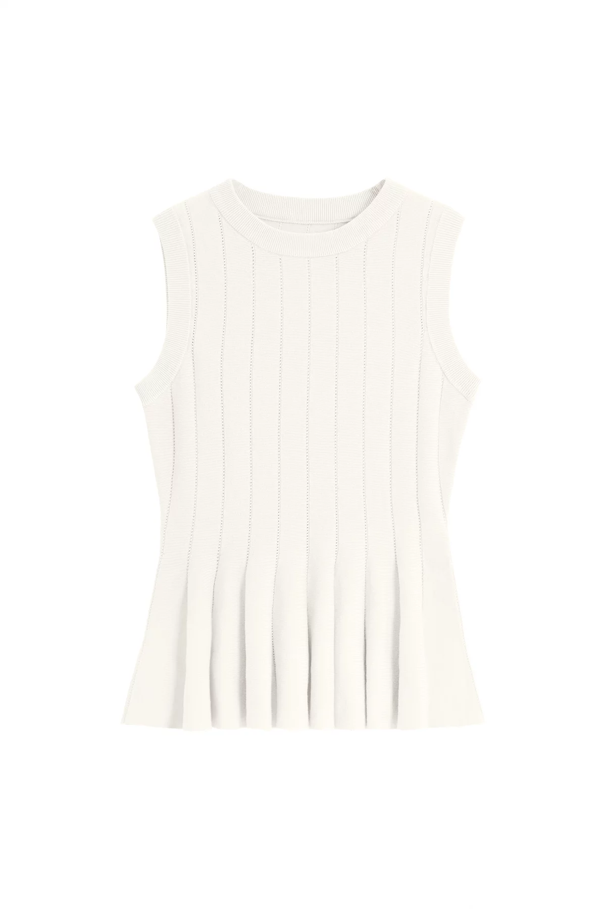 Womens White Pleated Peplum Tank Tops 2