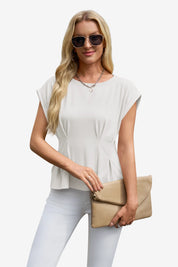 Womens White Cap Sleeve Tank Tops 1