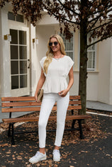 Womens White Cap Sleeve Tank Tops 2