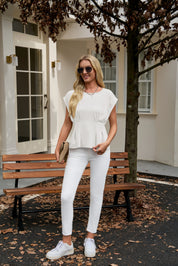 Womens White Cap Sleeve Tank Tops 2