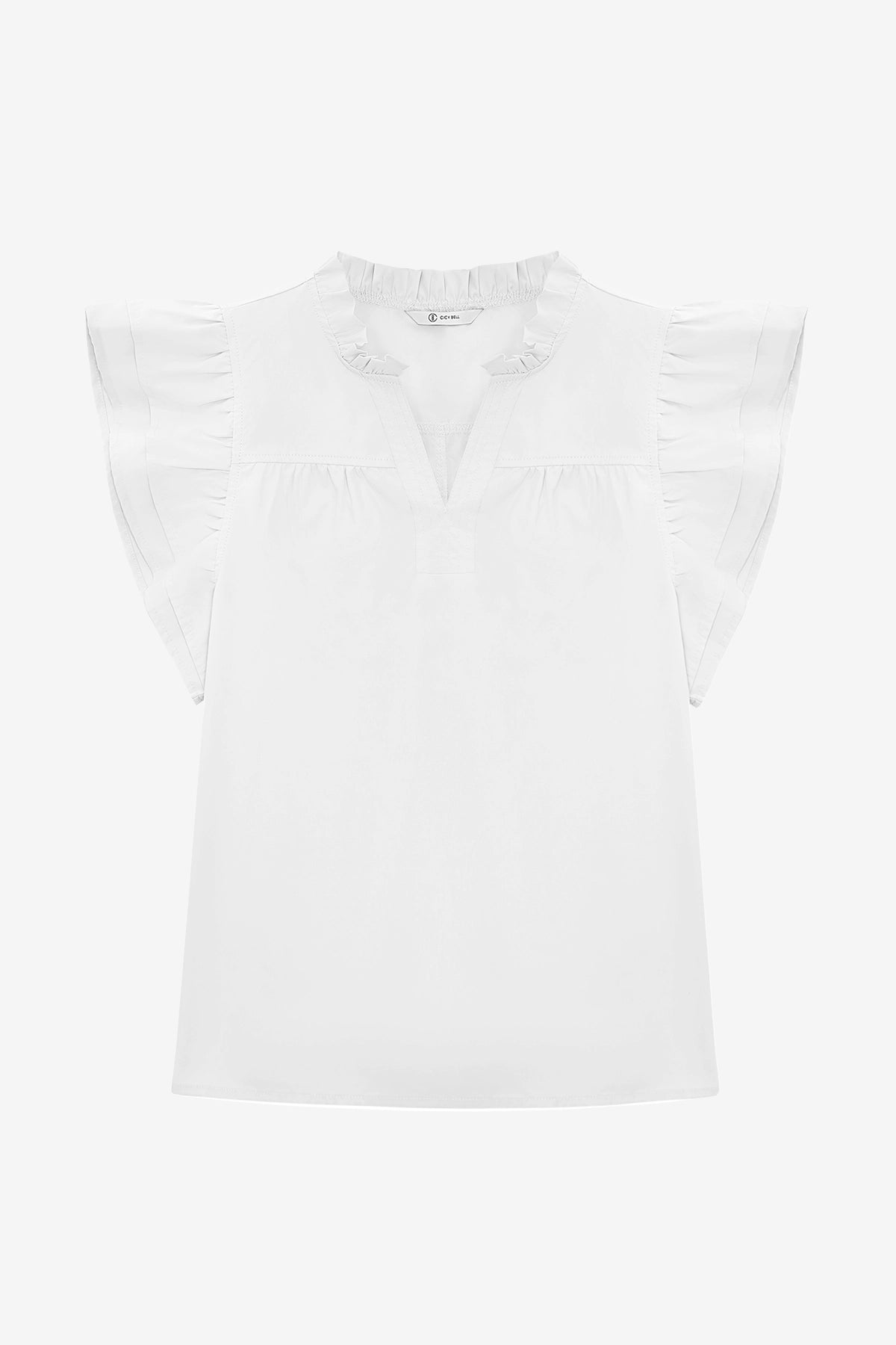 Womens White Ruffle Cap Sleeve Tank Tops | CicyBell