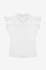 Womens White Ruffle Cap Sleeve Tank Tops | CicyBell