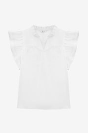 Womens White Ruffle Cap Sleeve Tank Tops | CicyBell