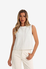 Womens White Denim Vest 1