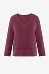 Womens Wine Red V Neck Casual Flowy Tops 2