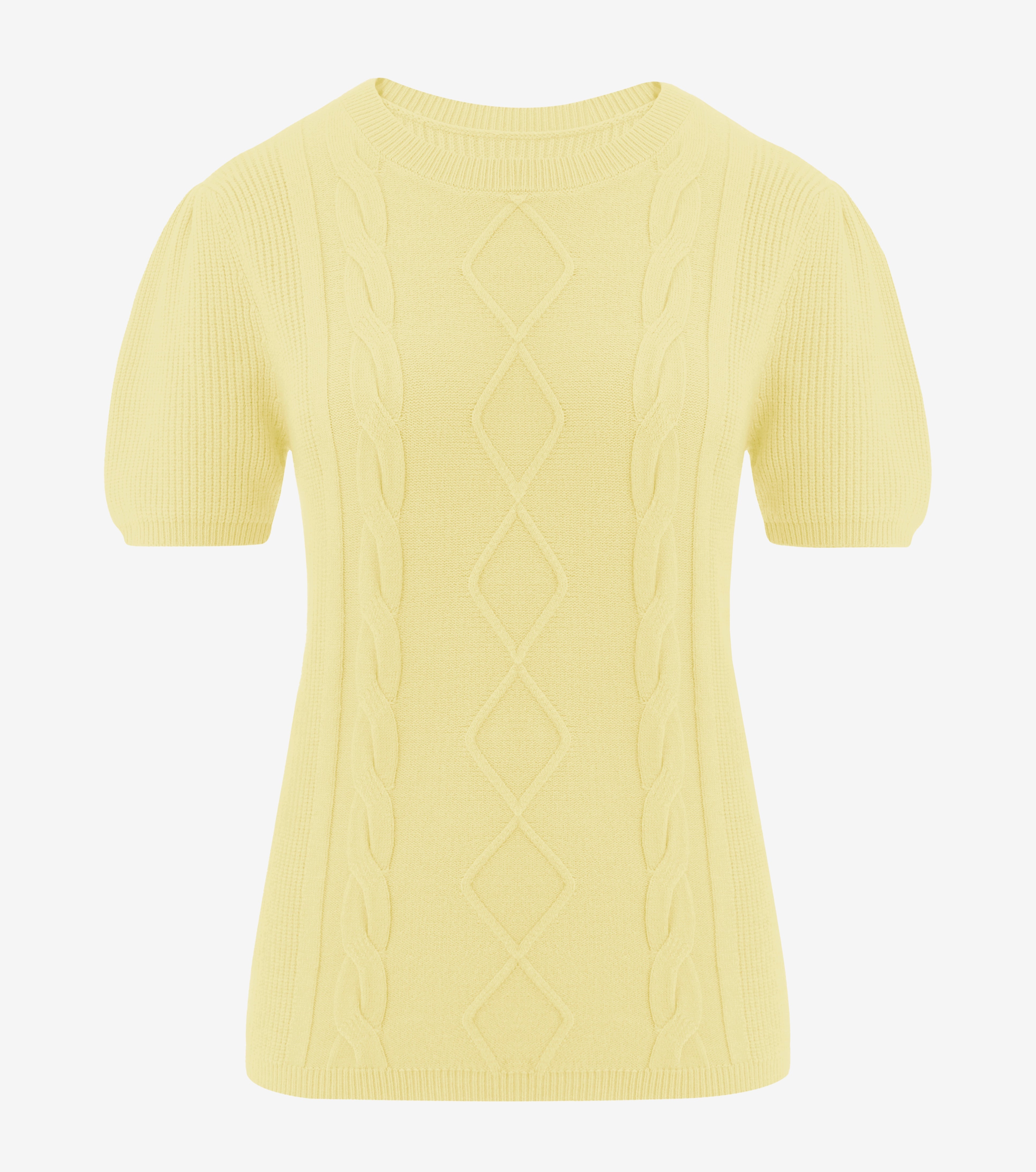Womens Yellow Puff Short Sleeve Sweater | CicyBell