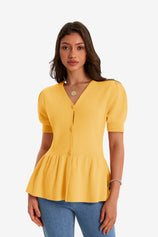 Womens Yellow Knit Sweaters 1
