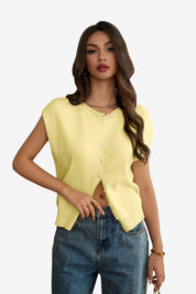 Womens Yellow Cap Sleeve Sweater Vest 