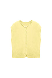 Womens Yellow Cap Sleeve Sweater Vest | CicyBell