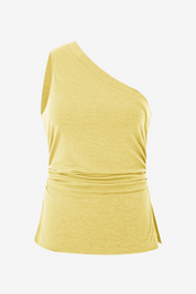 Womens Yellow One Shoulder Tank Tops | CicyBell