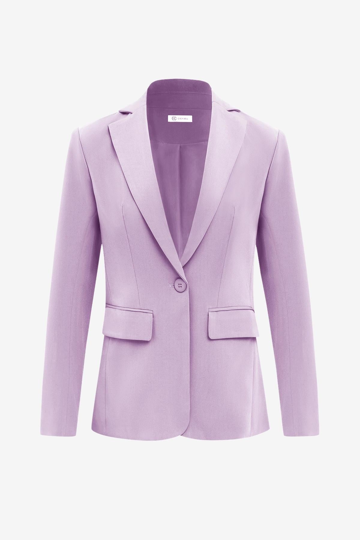 Cicy Bell Womens Lavender Casual Work Blazers