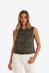 Womens Leopard Denim Vest 1