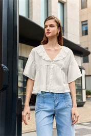 Womens White Babydoll Tops 1