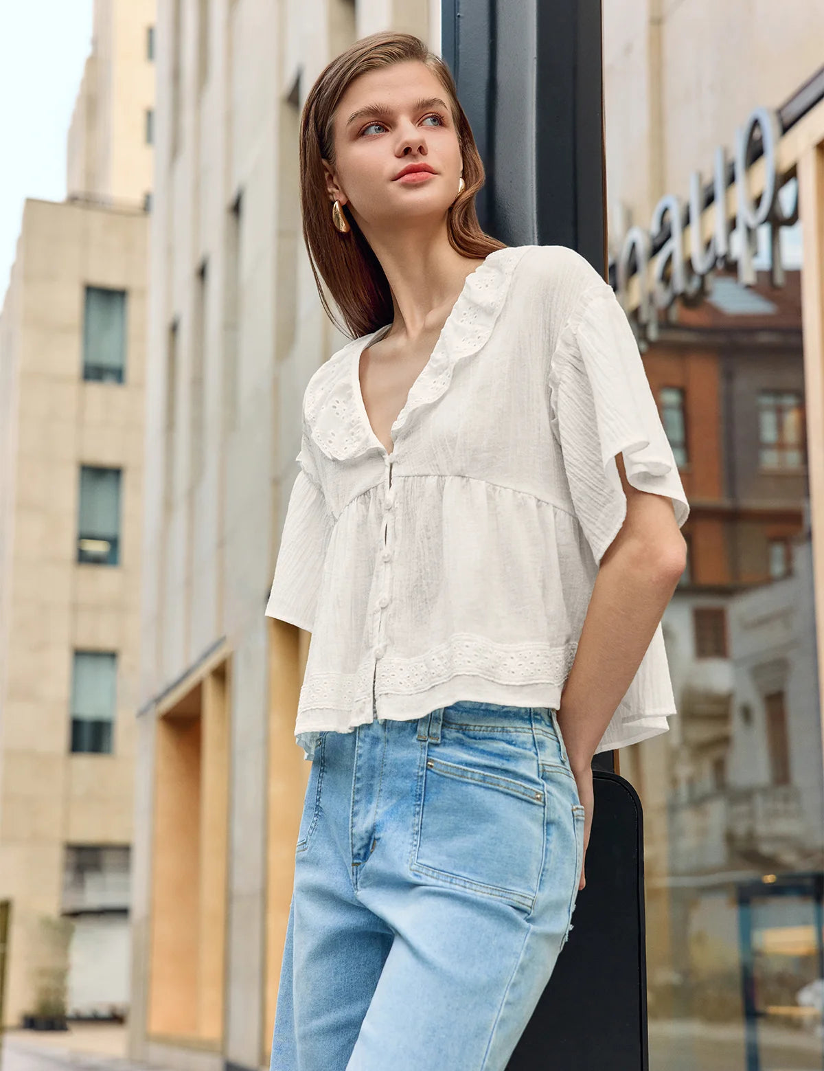 Womens White Babydoll Tops 2