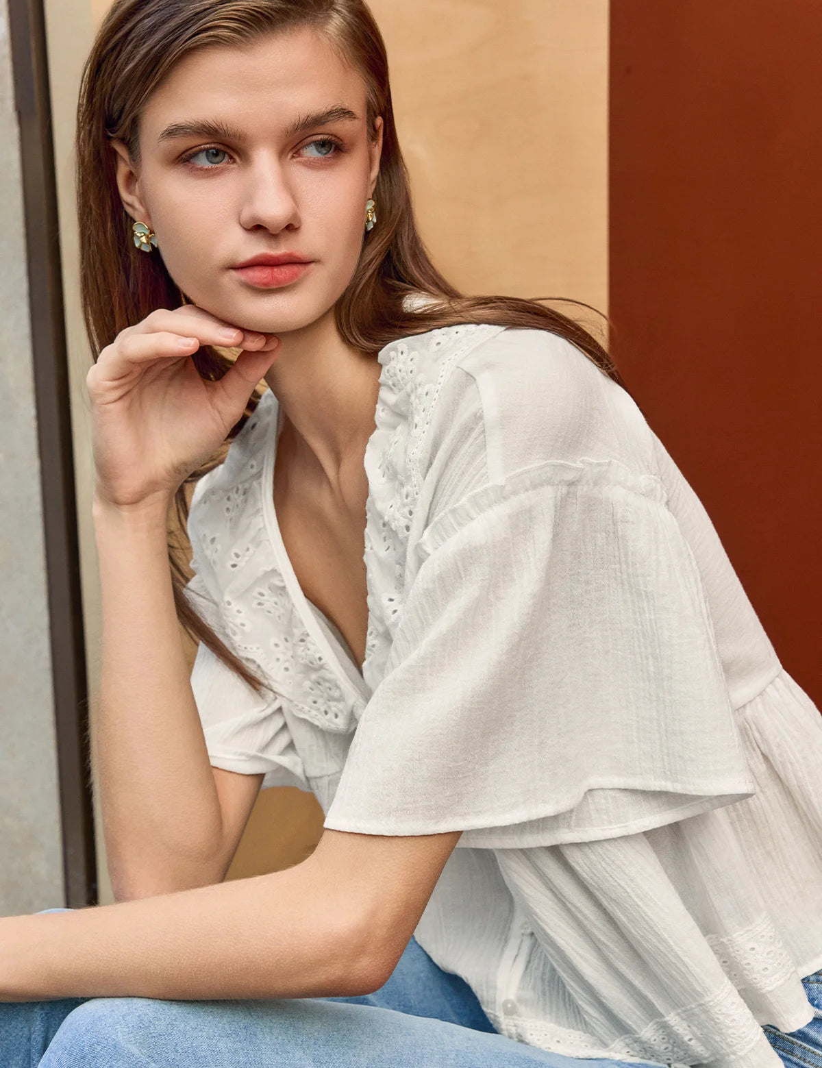 Womens White Babydoll Tops 3