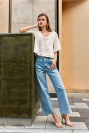 Cicy Bell Womens White Babydoll Tops