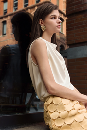 Womens White Mock Neck Satin Tank Tops 2