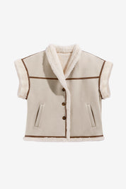 Womens Apricot Suede Sherpa Vest  | CicyBell