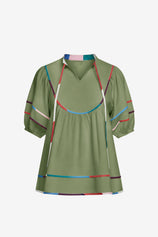 Womens Army Green Summer Babydoll Tops | CicyBell