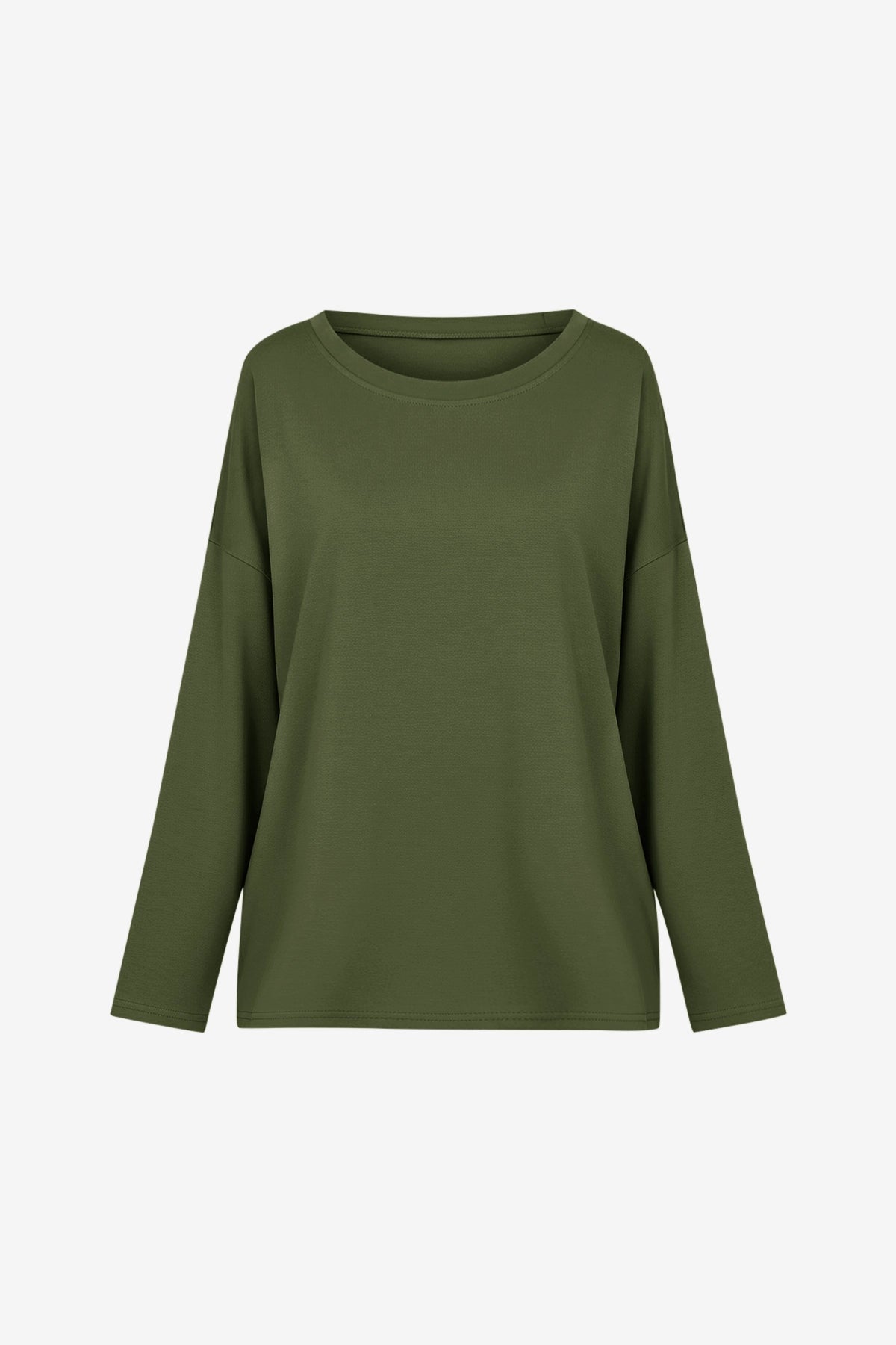 Womens Army Green Oversized Long Sleeve T Shirts | CicyBell