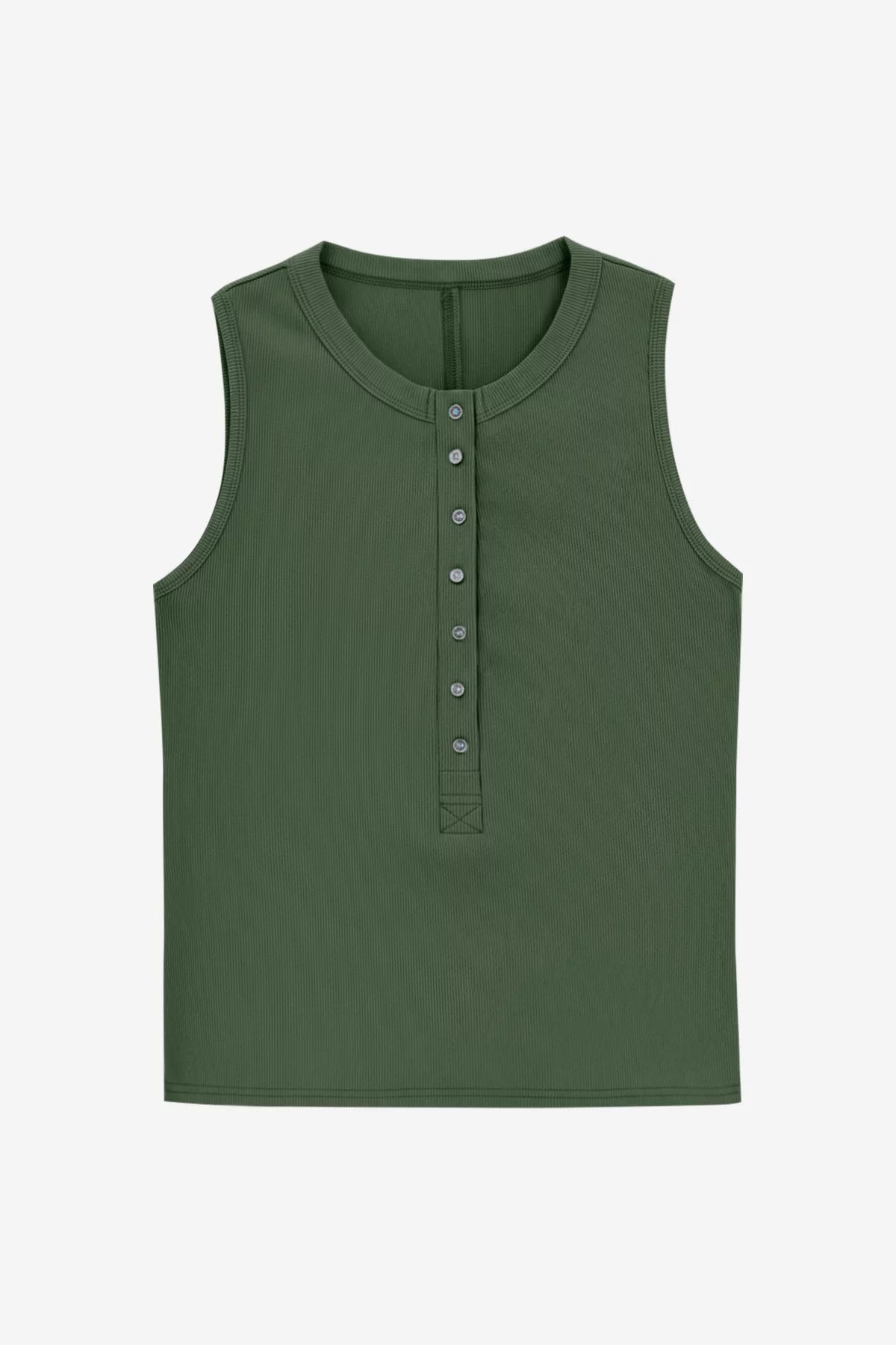 Womens Army Green Henley Tank Tops | CicyBell