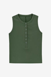Womens Army Green Henley Tank Tops | CicyBell