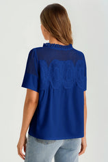 Womens Baby Blue Flowy Lace Blouses | CicyBell