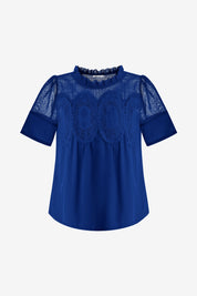 Womens Baby Blue Flowy Lace Blouses | CicyBell