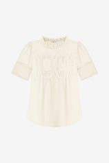 Womens Beige Flowy Lace Blouses | CicyBell