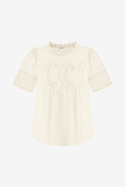 Womens Beige Flowy Lace Blouses | CicyBell