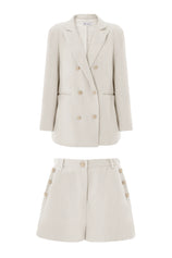 Cicy Bell Womens Beige Tweed Blazer Shorts Sets