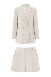 Cicy Bell Womens Beige Tweed Blazer Shorts Sets