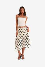Womens Beige Summer Polka Dots Midi Skirt | CicyBell