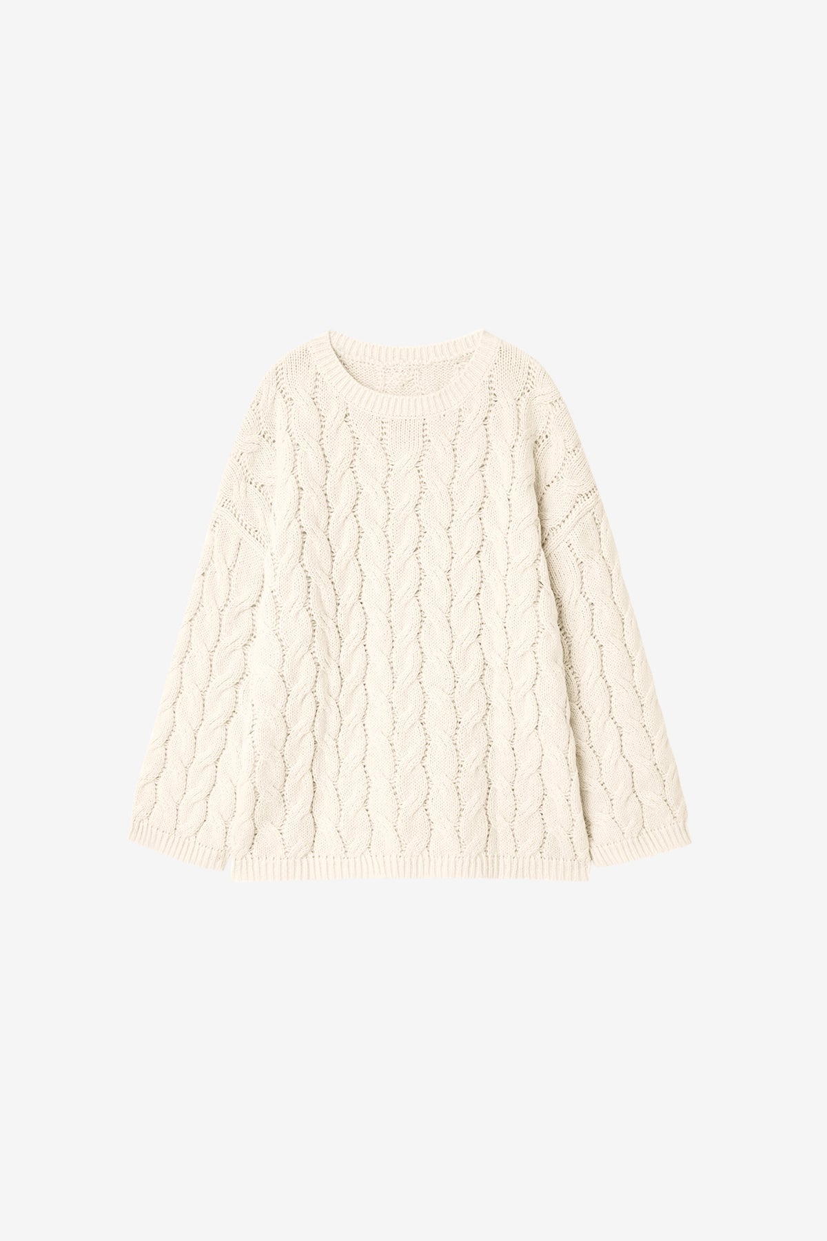 Womens Beige Oversized Cable Knit Sweaters | CicyBell