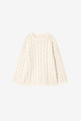 Womens Beige Oversized Cable Knit Sweaters | CicyBell